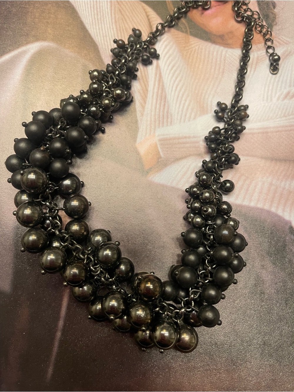 Beautiful Lia Sophia Elegant Black Beaded Necklace